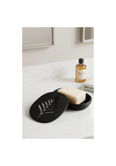 Buççin Online Mağaza Modern Banyo Oval Katı Kalıp Sabunluk-mat Siyah Plastik Siyah Çok Renkli
