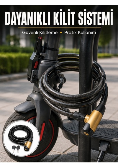 200 Cm Uzun Çelik Kablo Kilidi Dayanıklı Anahtarlı Motor Bisiklet Kilidi