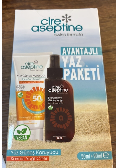 Cire Aseptine Güneş Kremi 50spf Karma Yağlı 50ml+brozlaştırıcı Güneş Yağı 90ml