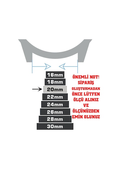 20mm Siyah Floter Hakiki Deri Saat Kordonu Kayış