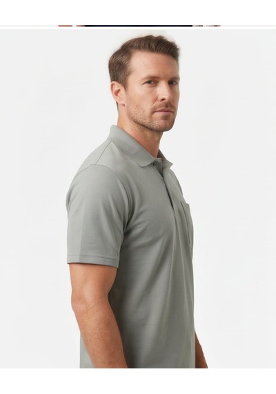 Özeniş Erkek Polo Yaka Regular Fit Baba Cepli %100 Pamuk Şık Tasarım Kagi T-shirt Açık Haki