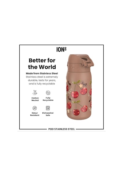 Ion8 - Paslanmaz Çelik Çocuk Suluk - Kirazlar - 400 Ml - Sızdırmaz Çok Renkli