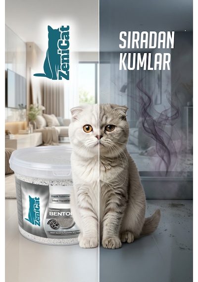 Aktif Karbonlu Bentonit Kedi Kumu 2x10 Lt İnce Taneli, Güçlü Topaklanan, Koku Kontrolü, Kovalı