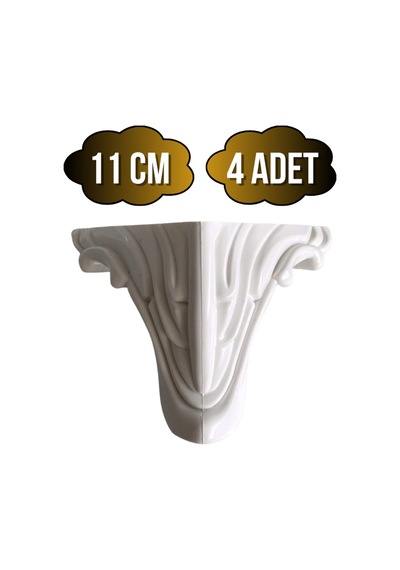 Lükens Desenli 11cm Plastik Ayak Mobilya Masa Ve Dolap Ayağı Beyaz 11cm 4 Adet Beyaz