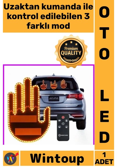 Led Dekoratif Kablosuz Oto Dış Modifiye Gece Hareketli Selamlama Kumandalı 3 Modlu El Şeklinde Led
