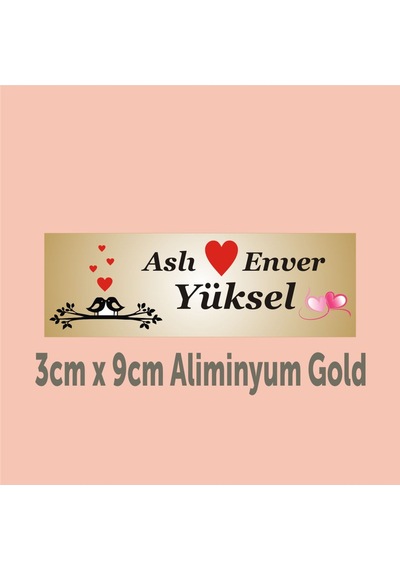 Özel Tasarım 3cm X 9cm Ölçüsünde Kişiye Özel Kapı Isimliği Aliminyum Parlak Levha