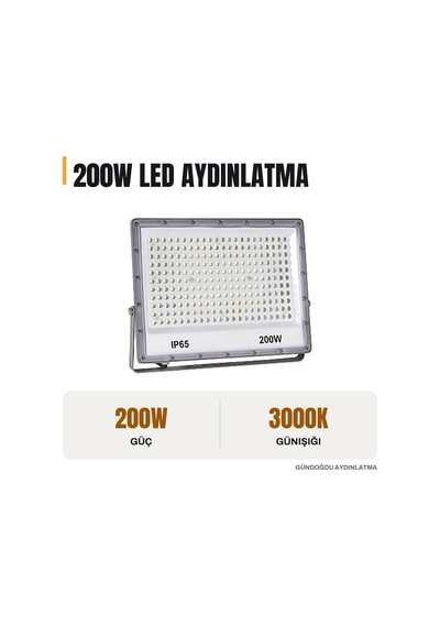 Jupıter Projektör 200w 3000k Gün Işığı Metalik Gri Ip65 - Lp506-3000k