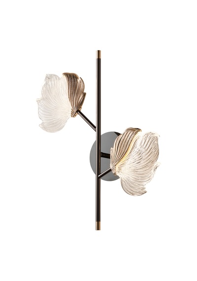 Taran Siyah Gold 2'li 10 Watt Çiçek Desenli Modern Ledli Aplik Gold