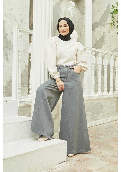 1162-denim Pantolon Etek Gri Gri