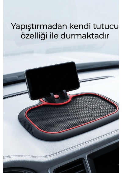 2 Adet Multifoksiyonel Araç Organizer Torpido Kaydırmaz - Kırmızı