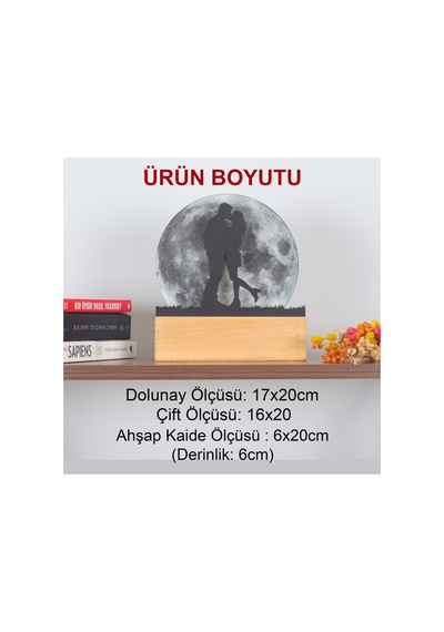 Led Işıklı Pleksi Dolunay Kişiselleştirilebilir Biblo Ametist Öpüşen Sevgili Anahtar Askılığı Gri - 737347088 Gri