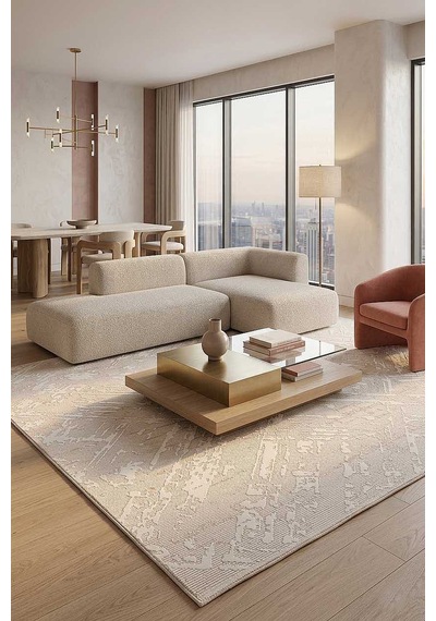 Etro Dekoratif Modern Akrilik Makine Halısı Et04 Gri Gri-krem
