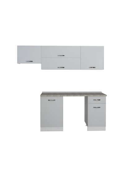 Decoraktiv Elite 220 Mdf Hazır Mutfak Dolabı - Tezgah Dahil - Buz Gri Açık Gri