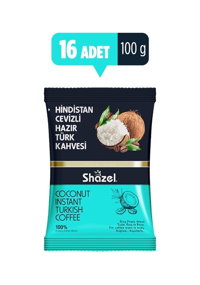 Shazel Hindistan Cevizli Hazır Türk Kahvesi 16 x 100 G