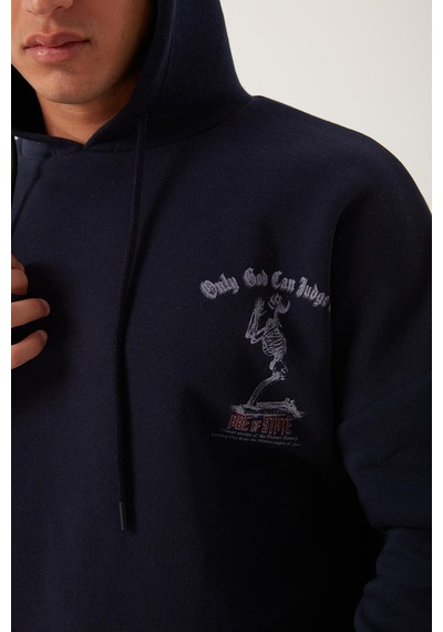 Polostate Erkek Ön Arka Age Of State Baskılı Sweatshirt Lacivert