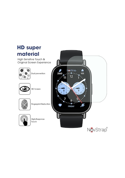 Novstrap Xiaomi Redmi Watch 5 Lite İle Uyumlu Ekran Koruyucu 9h Temperli Cam Kolay Uygulama Aparatlı