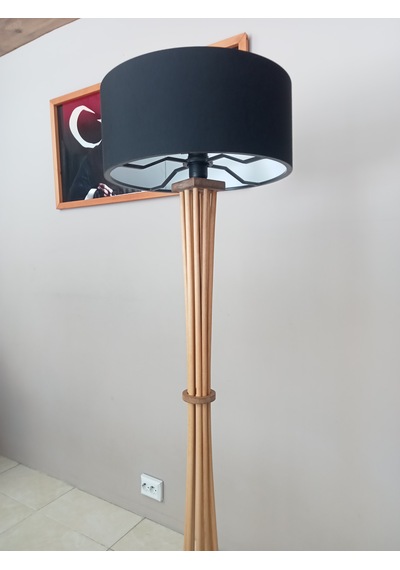 Lambader-naturel Ahşap Köşe Lambası-siyah Başlık