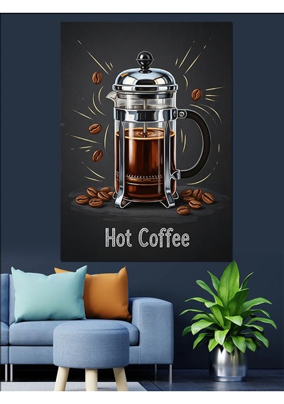 Ahşap Tablo French Press Kahve Demleme