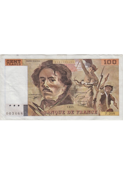 Fransa 100 Frank 1993 Çok Çok Temiz.