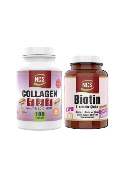 Tip 1-2-3 Collagen Kolajen 1000 Mg 180 Tablet Glutatyon Biotin 180 Tablet 2 Ürün 1 Arada