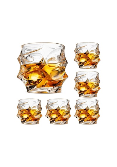Premium Kristal Viski Bardakları 6'li Set, Büyük Kurşunsuz Kristal Cam, Tadım Bardakları Scotch Bardakları, Eski Diğer