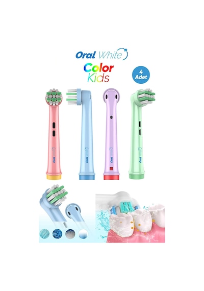 Tr Color Kids Çocuk Diş Fırçası Yedek Başlığı, 4'lü Paket Diğer