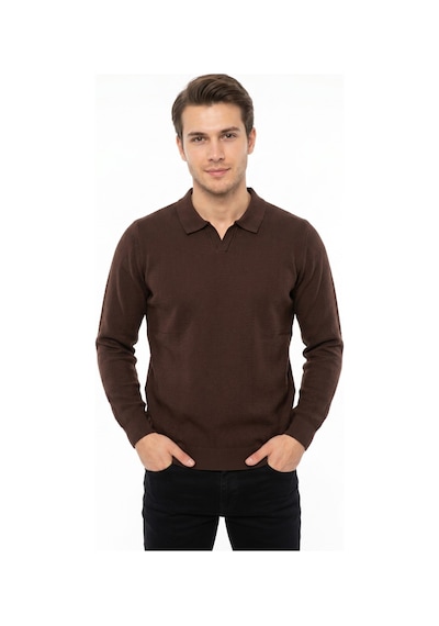 Foterman Erkek Spor Polo Yaka Mevsimlik Kazak Bgl-st05444 Kahverengi