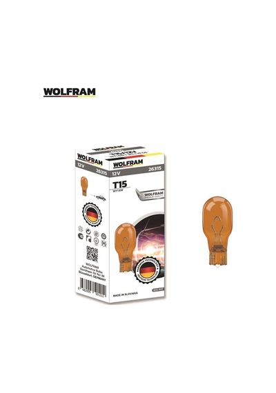 Wolfram 12V Dipsiz Ampul T15 16W Turuncu Germany N11.42
