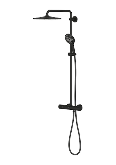 Grohe Rainshower Smartactive 310 Duvara Monte Termostatik Bataryalı Duş Sistemi Phantom Black - 2211 Krom