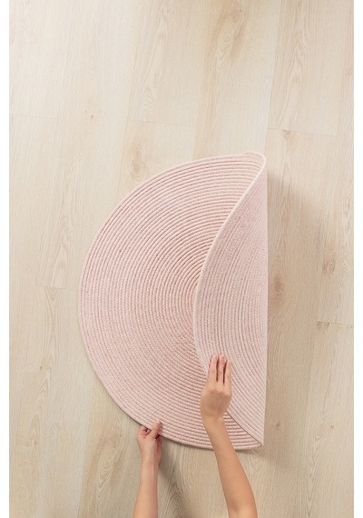 Ocean Home Textile Yıkanabilir Pembe Kırçıllı Pamuklu Halı Kilim 80 cm çap