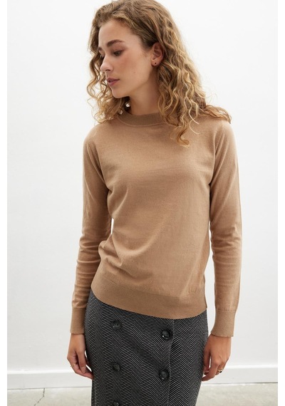 Styleboom X Peraluna Chelsea Pullover Bisiklet Yaka Standart Kesim Kadın Triko Kazak - Camel-camel Camel Styleboom X Peraluna Chelsea Pullover Bisiklet Yaka Standart Kesim Kadın Triko Kazak - Camel-camel Camel