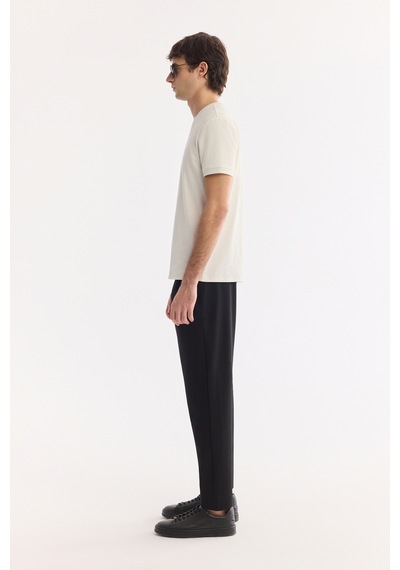 Avva Erkek Ekru Bisiklet Yaka Pamuklu Elastan Regular Fit T-shirt A61y1023