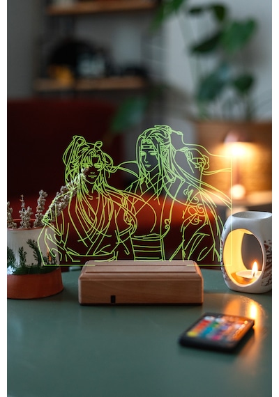 Lan Wangji And Wei Wuxian 16 Renk Kumandalı 3d Gece Lambası