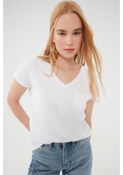 Mavi M1600961-620 Kadın T-shirt M1600961-620-R0198 Beyaz