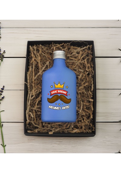 Bk Gift Kişiye Özel İsimli Baba Temalı Mavi Tasarım Cam Şişe Kolonya 200 ML 3