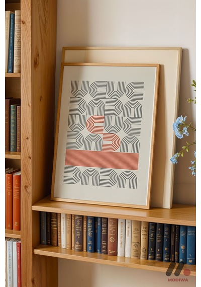 Bauhaus Tipografi Geometrik Poster, Ahşap Çerçeveli Duvar Tablosu - Modern Ev Dekorasyonu