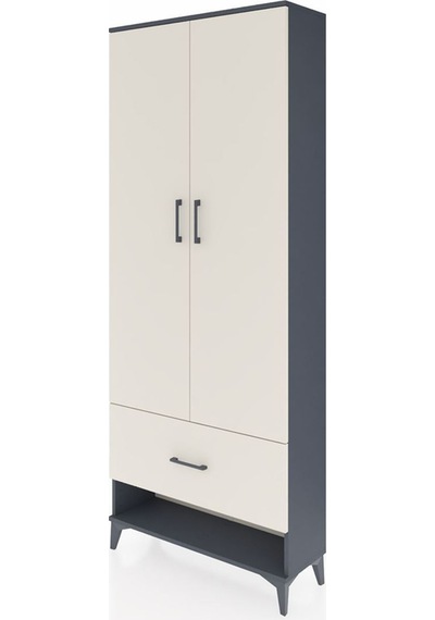 Arges Dolap 4 Raflı Tek Çekmeceli 2 Kapaklı 88x30x221 Antrasi... Antrasit