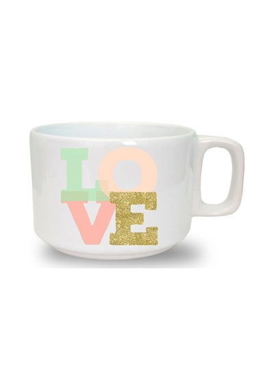Love Baskılı Seramik Beyaz Kahve Kupası