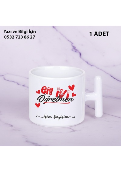 Kişiye Özel İsim Yazılır En İyi Öğretmen T Kupa Bardak Öğretmenler Günü Hediyesişık Görünümlü Hediye Beyaz