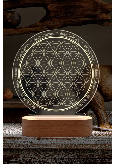 Yaşam Çiçeği Sembollü Kişiye Özel Ledli Gece Lambası Masif Ahşap Tabanlı Usb Kablolu Pleksi Led Gece Lambası Yaşam Çiçeği Sembollü Kişiye Özel Ledli Gece Lambası Masif Ahşap Tabanlı Usb Kablolu Pleksi Led Gece Lambası