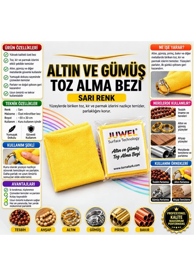 Altın Ve Gümüş Toz Alma Bezi Sarı Renk