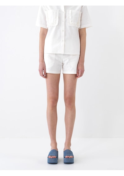 Xint Ekru Pamuk Dokulu Oversize Şort 275425