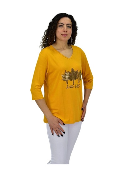 Caftan Kadın Kısa Kol Taşlı Bluz Bgl-st04711 HARDAL