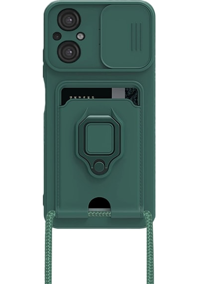 Newface - 691 - Xiaomi Poco M5 Kılıf Zuma Kartvizitli Yüzüklü Silikon - Ece-umay - - Yeşil