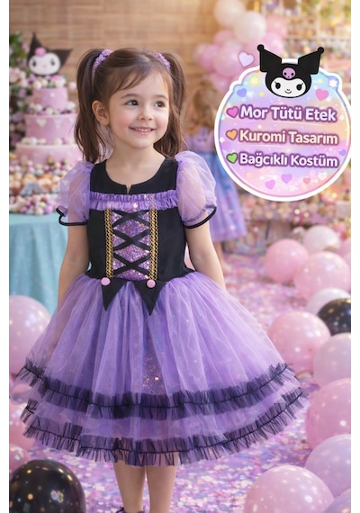 Toyfest Kuromi Kostüm Sanrio Mor-siyah Tütü Elbise Kız Çocuk Doğum Günü Parti Karnaval Gösteri Çok Renkli Toyfest Kuromi Kostüm Sanrio Mor-siyah Tütü Elbise Kız Çocuk Doğum Günü Parti Karnaval Gösteri Çok Renkli