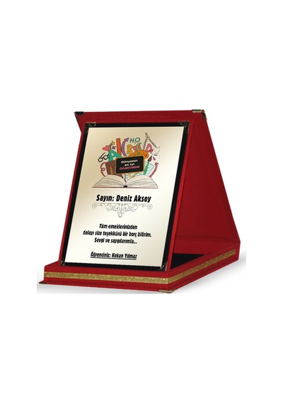 Kişiye Özel Kırmızı Plaket öğretmenler Günü Temalı-11