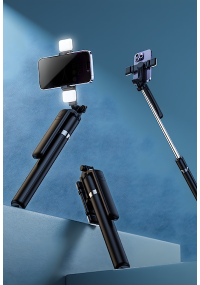 160cm Çift Işıklı Telefon Tripod Bluetooth Kumandalı Video Çekim Selfie Tripod Standı Telefon Tutucu 160 Cm