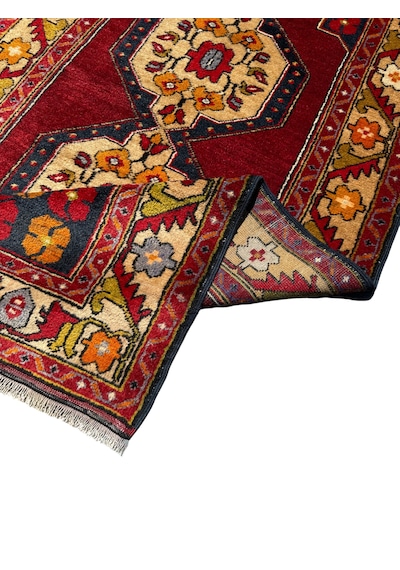 El Dokuması Sıfır Maden Halısı 115x230 Kök Boya %100 Yün Halı Kırmızı