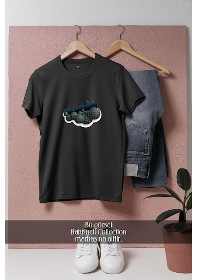 Oversize İslam Ve Müslümanlık Sembol Tasarımlı Unisex T-shirt Siyah