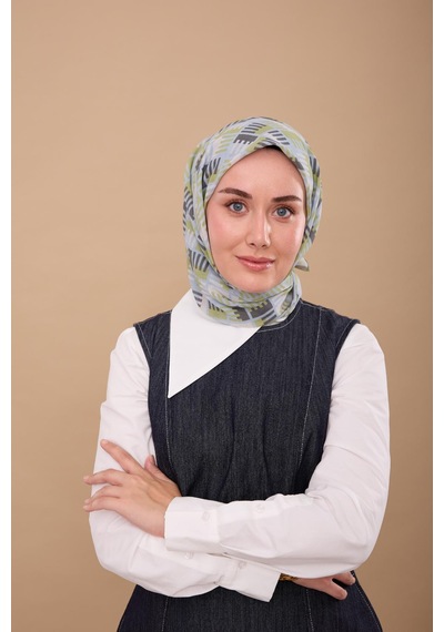 Silk Home Yaz Esintisi Eşarp 150001-09 Yeşil, Bebe Mavi, Füme, Gümüş